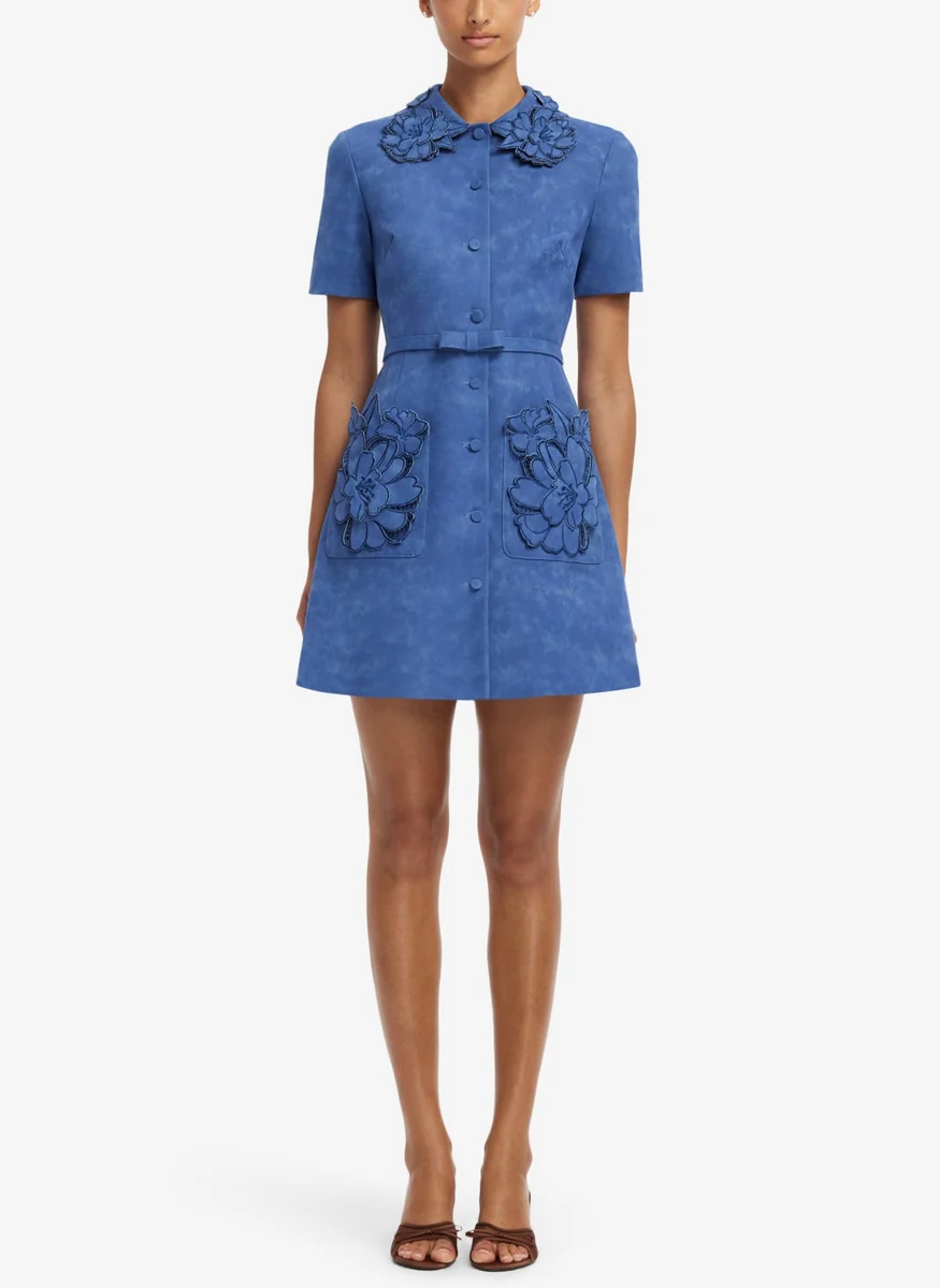 Ashley Appliqué Vegan Suede Mini Dress - Leo Lin