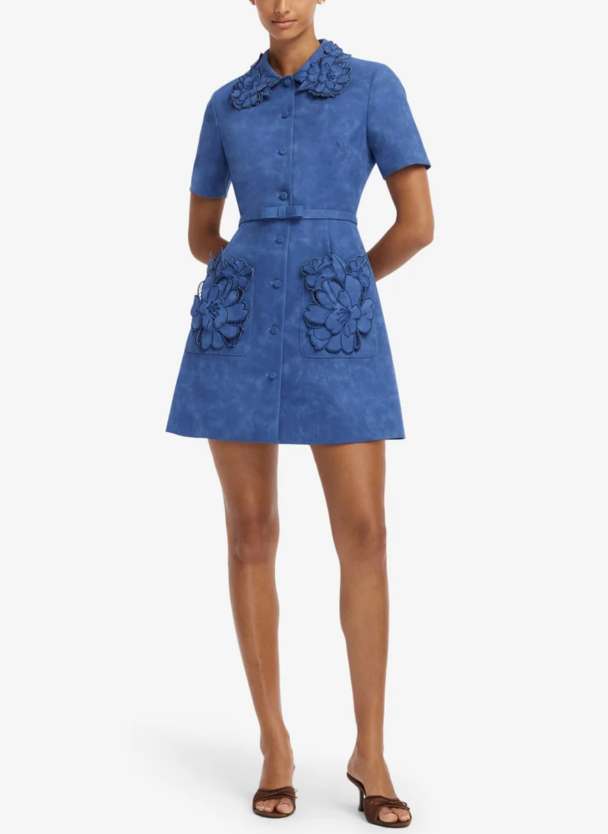 Ashley Appliqué Vegan Suede Mini Dress - Leo Lin