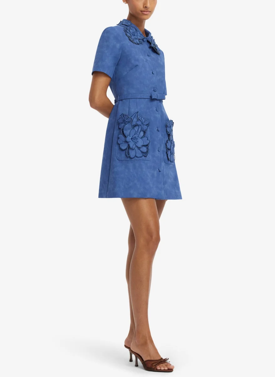 Ashley Appliqué Vegan Suede Mini Dress - Leo Lin