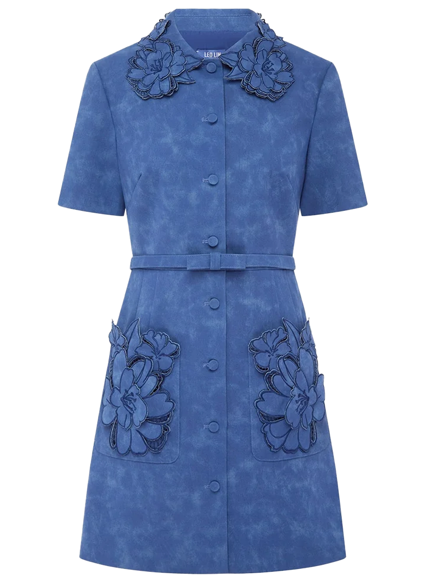 Ashley Appliqué Vegan Suede Mini Dress - Leo Lin