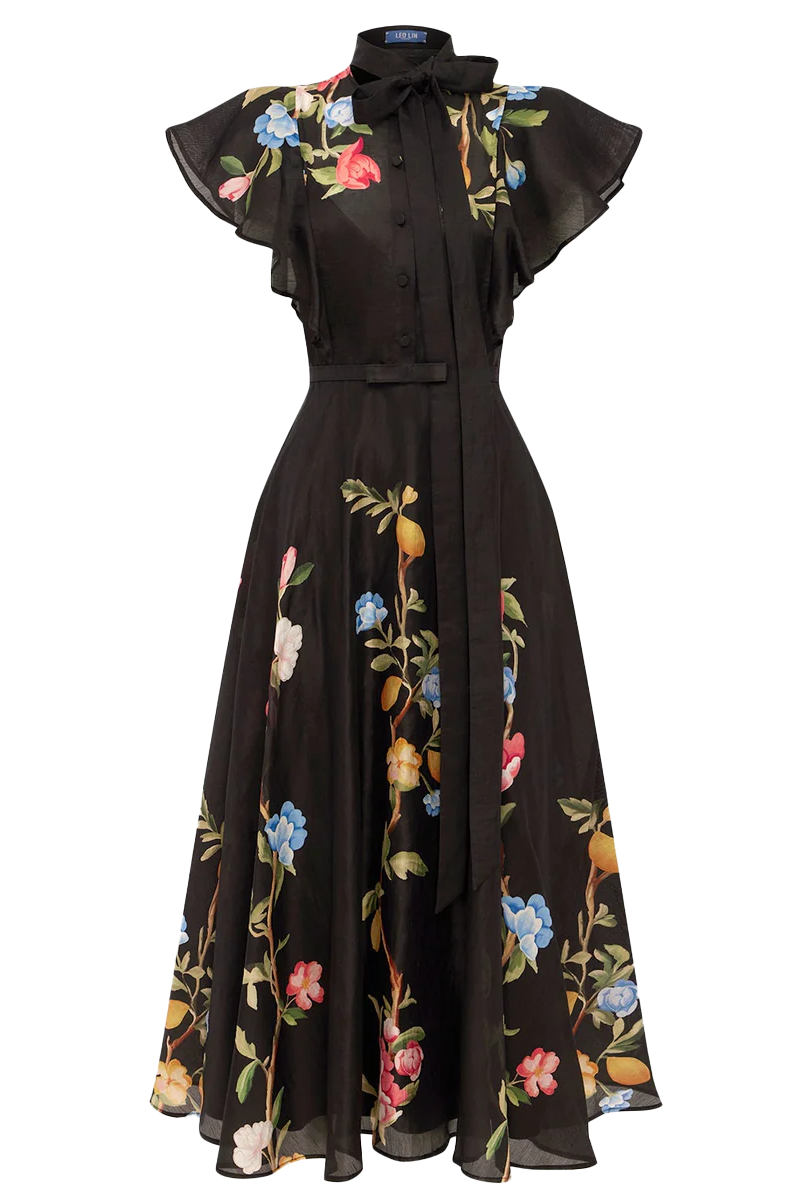 Elsie Flutter Sleeve Midi Dress - Leo Lin
