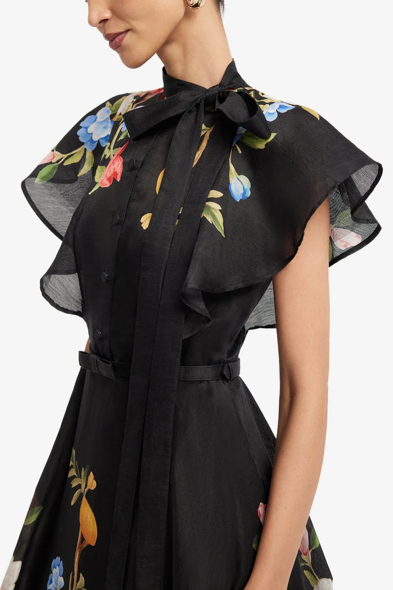 Elsie Flutter Sleeve Midi Dress - Leo Lin