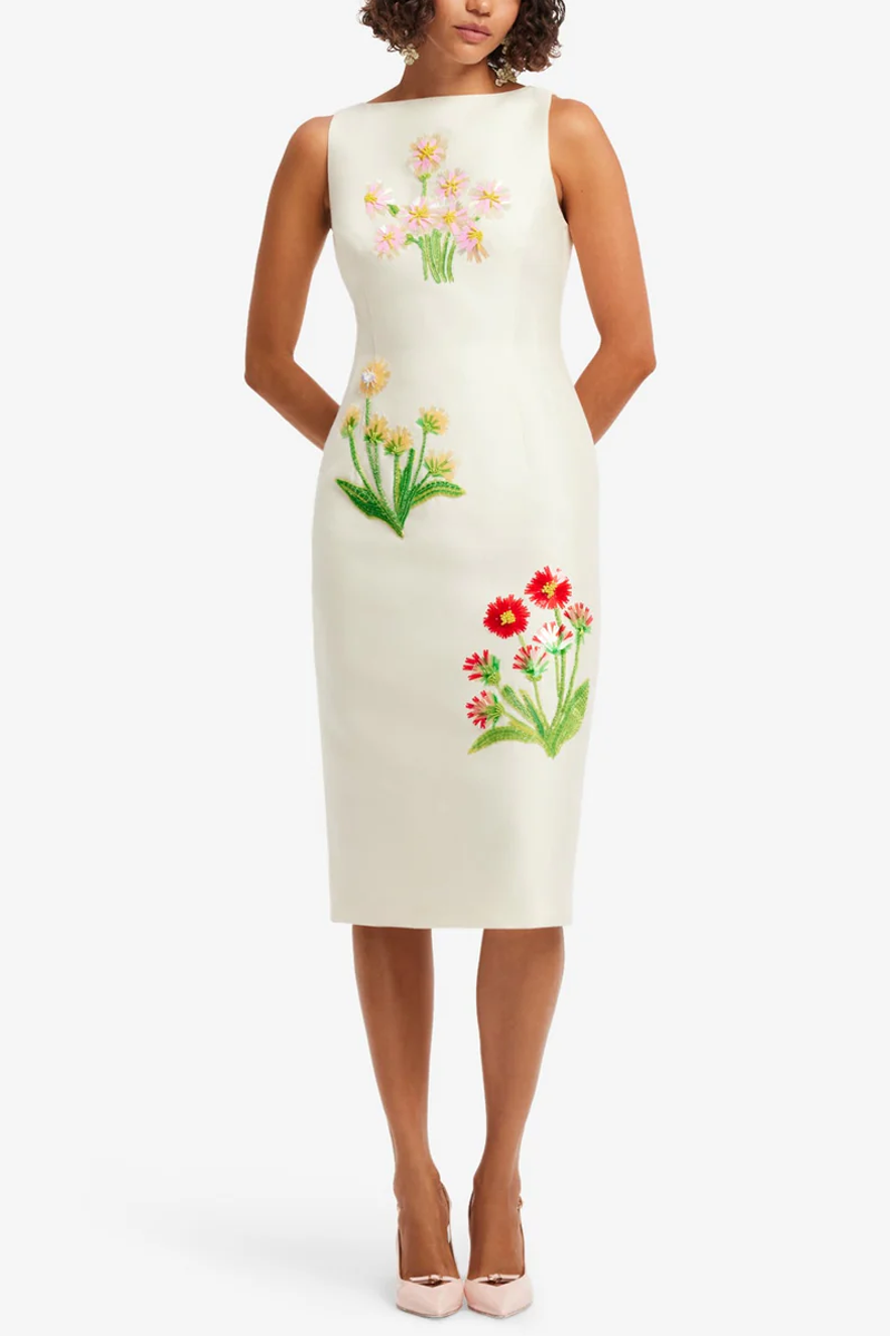 Eleanor Embellished Wool Midi Dress  Elizabeth Anthony