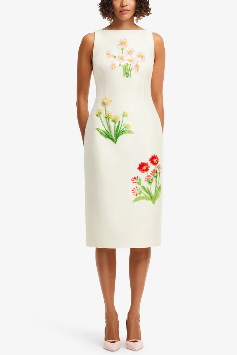 Eleanor Embellished Wool Midi Dress - Leo Lin