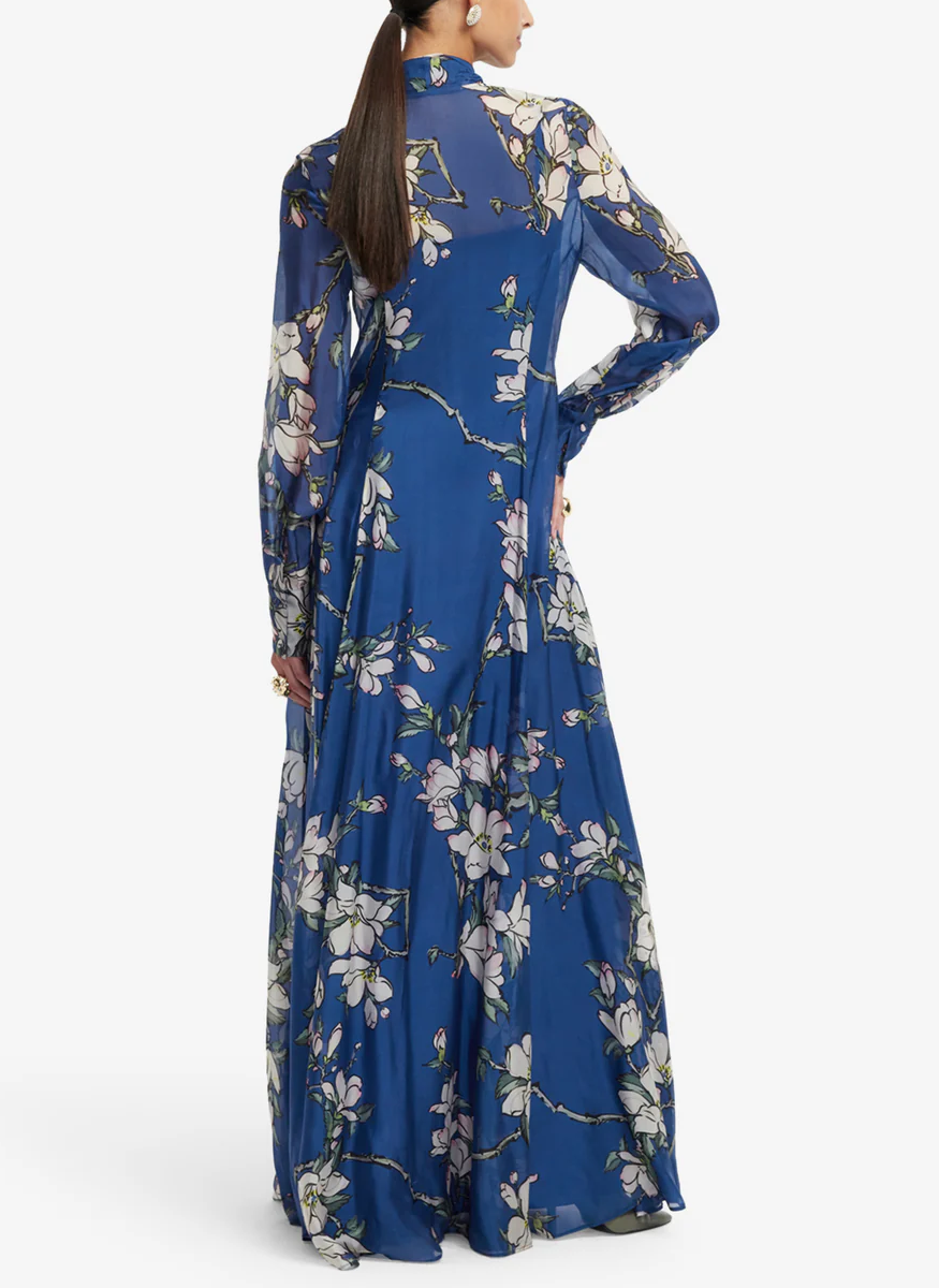 Lilith Tie Neck Maxi Dress - Leo Lin