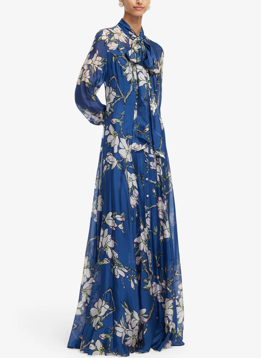 Lilith Tie Neck Maxi Dress - Leo Lin