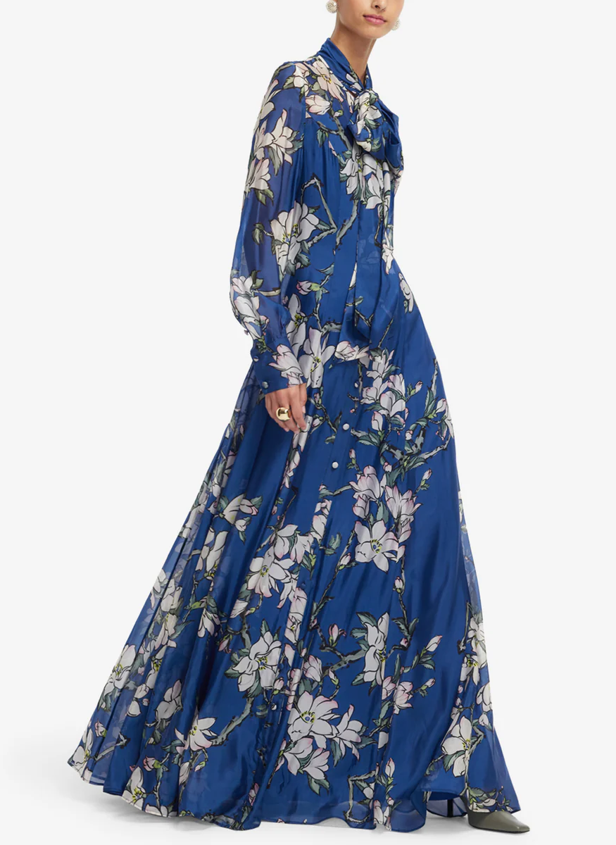 Lilith Tie Neck Maxi Dress - Leo Lin