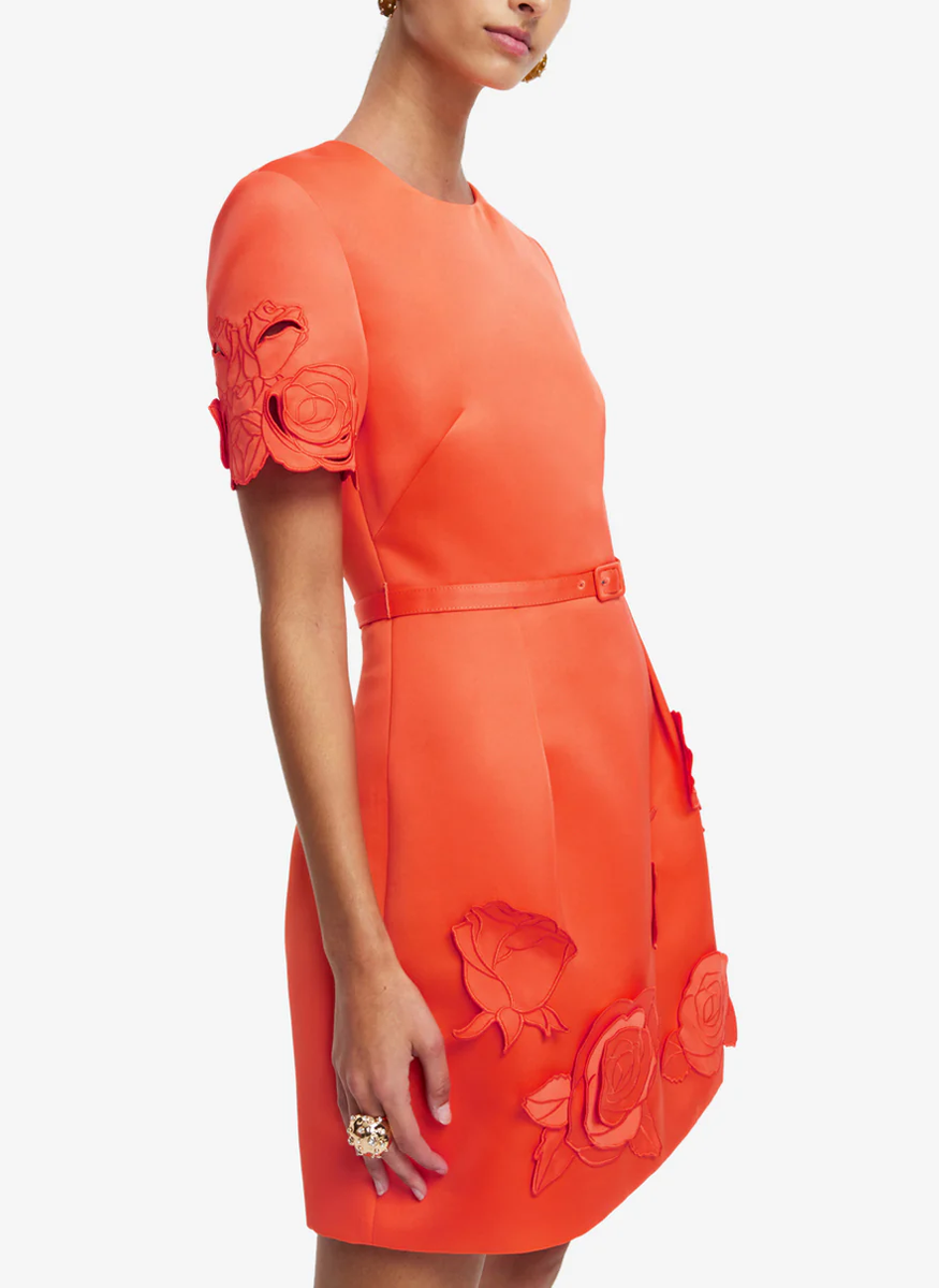 Aurelie Appliqué Short Sleeve Mini Dress - LEO LIN