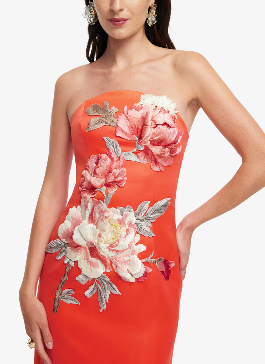 Ava Appliqué Floral Bustier Maxi Dress - Leo Lin