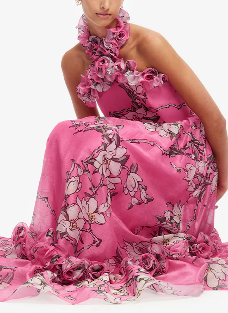 Isabelle Ruffled Halterneck Maxi Dress - Leo Lin