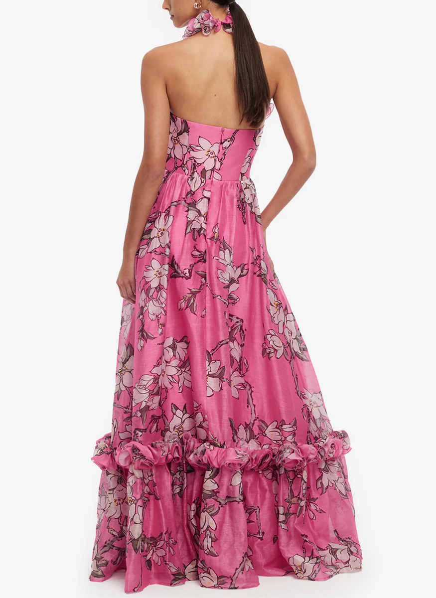 Isabelle Ruffled Halterneck Maxi Dress - Leo Lin