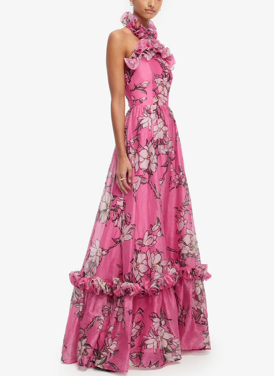 Isabelle Ruffled Halterneck Maxi Dress - Leo Lin