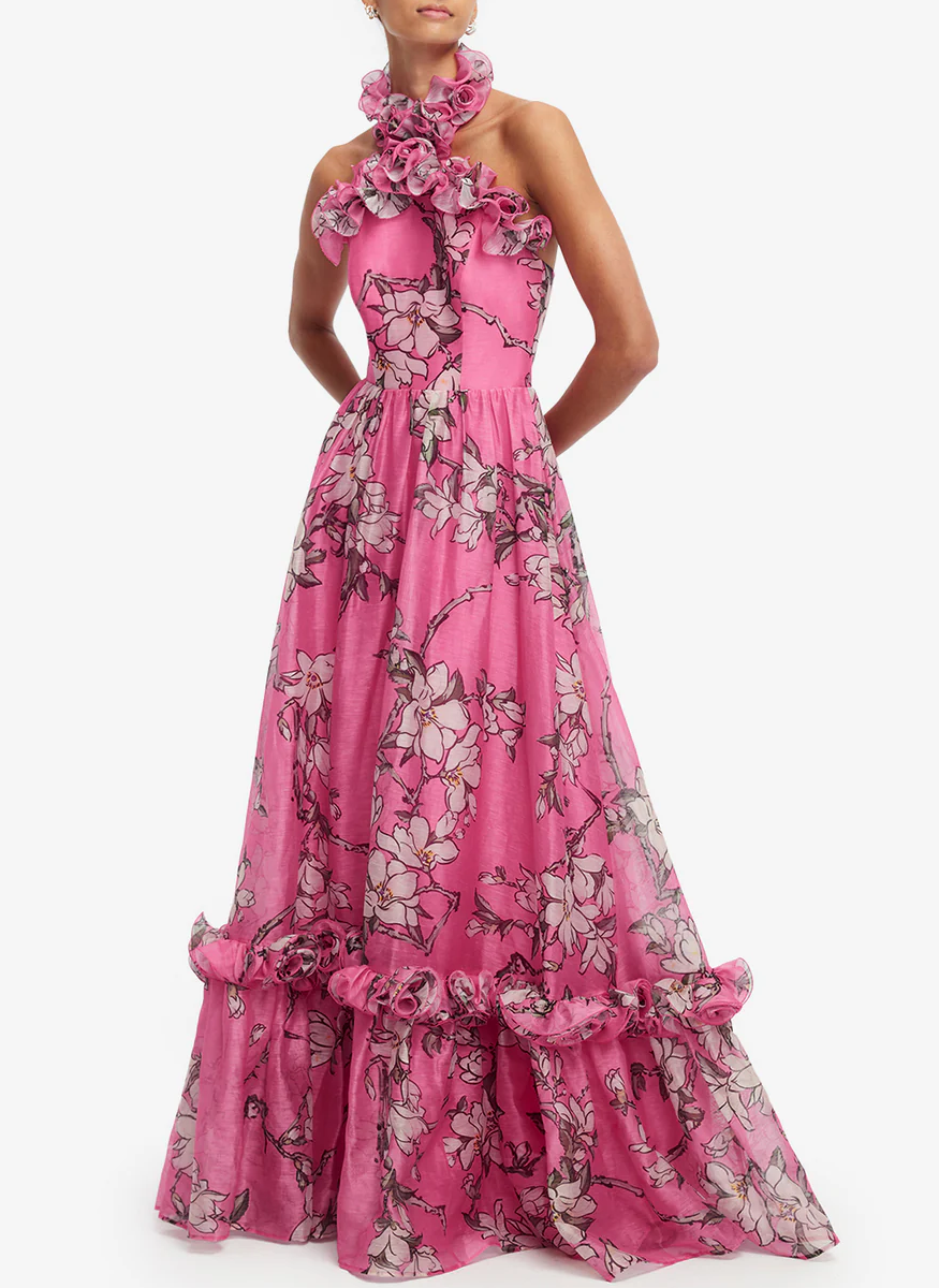 Isabelle Ruffled Halterneck Maxi Dress - Leo Lin