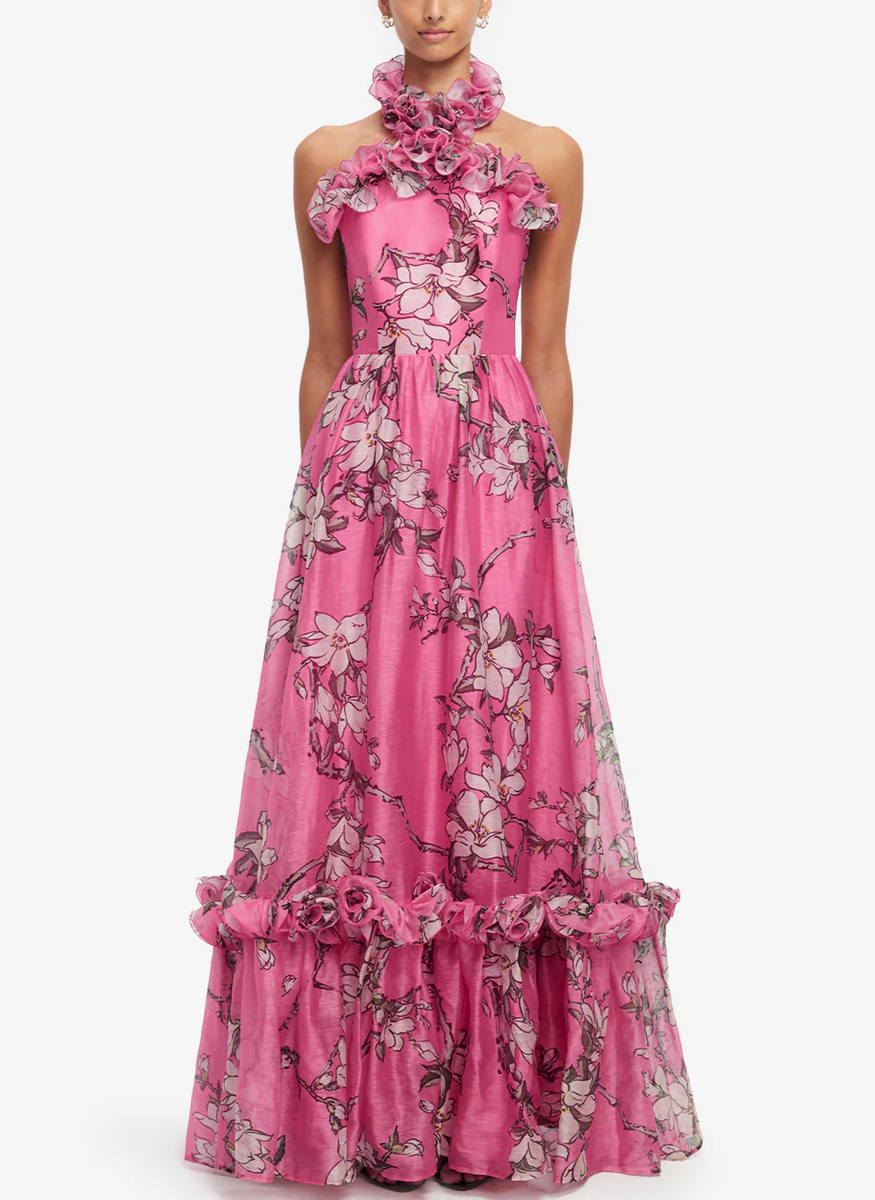 Isabelle Ruffled Halterneck Maxi Dress