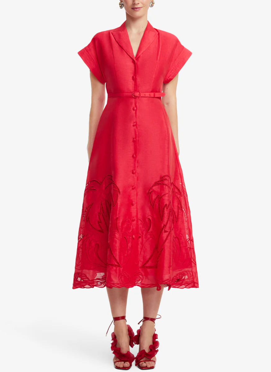 Aubrey Palm Shirt Midi Dress - Leo Lin
