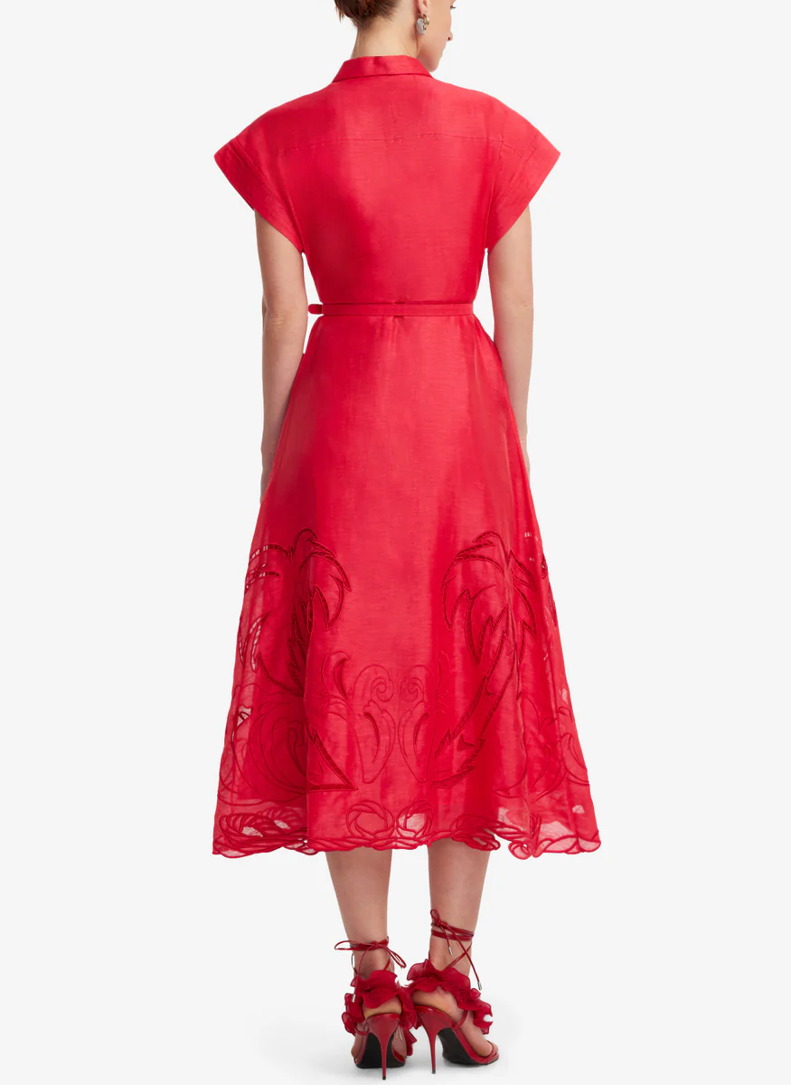 Aubrey Palm Shirt Midi Dress - Leo Lin