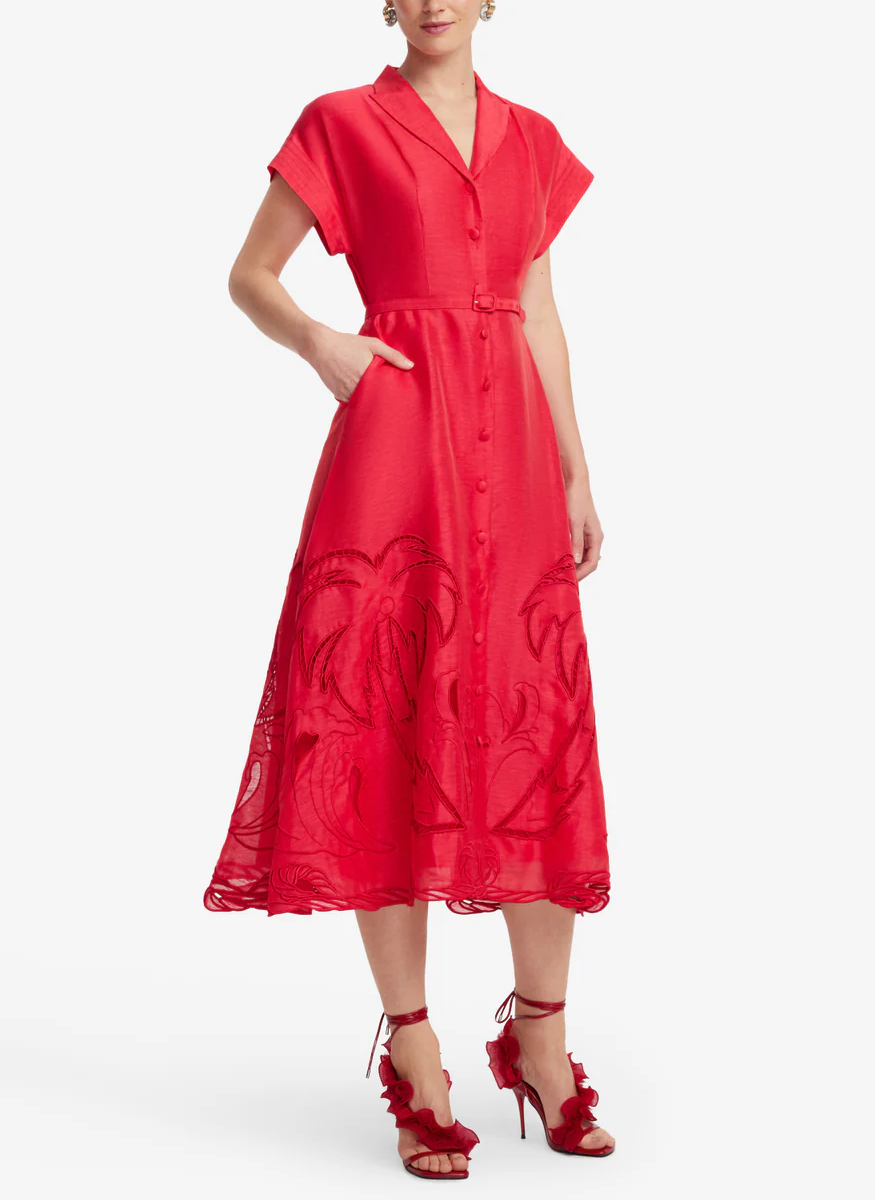 Aubrey Palm Shirt Midi Dress