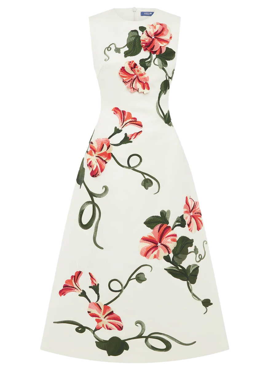 Cleo Appliqué Sleeveless Midi Dress