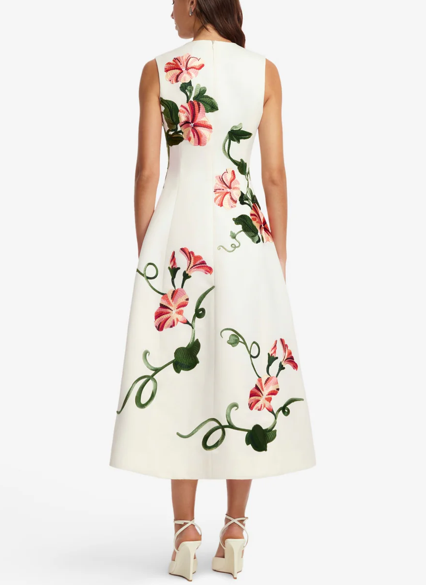 Cleo Appliqué Sleeveless Midi Dress - Leo Lin