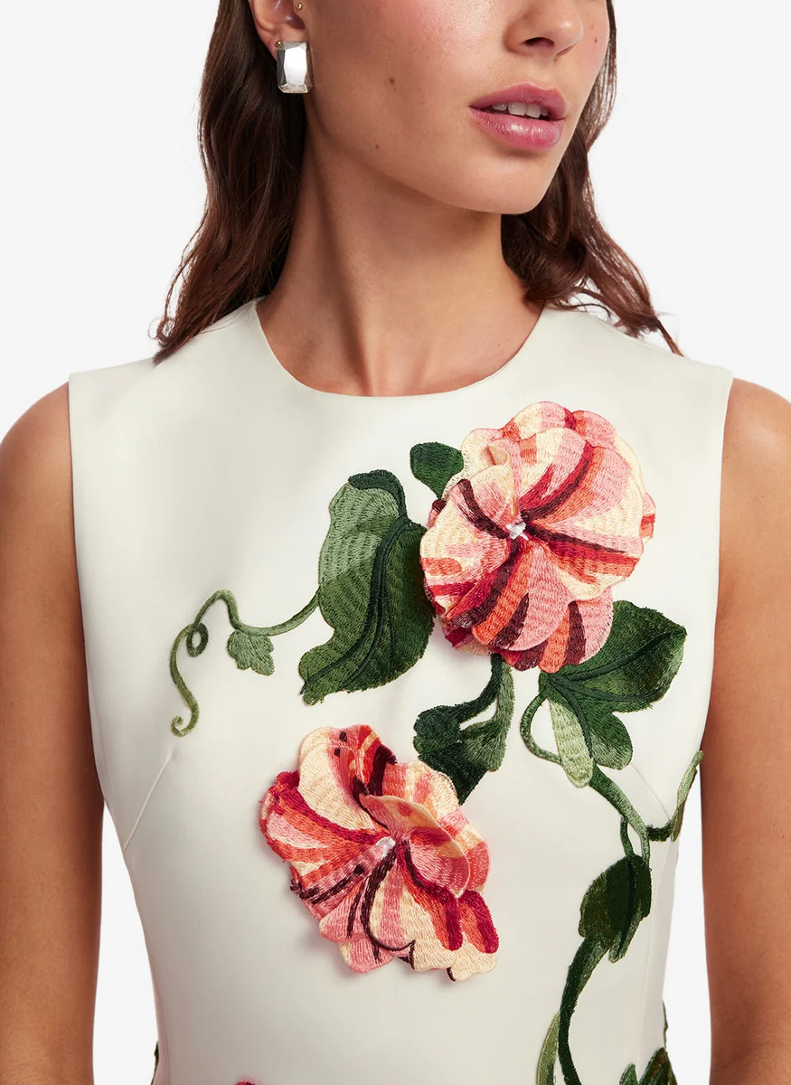 Cleo Appliqué Sleeveless Midi Dress - Leo Lin