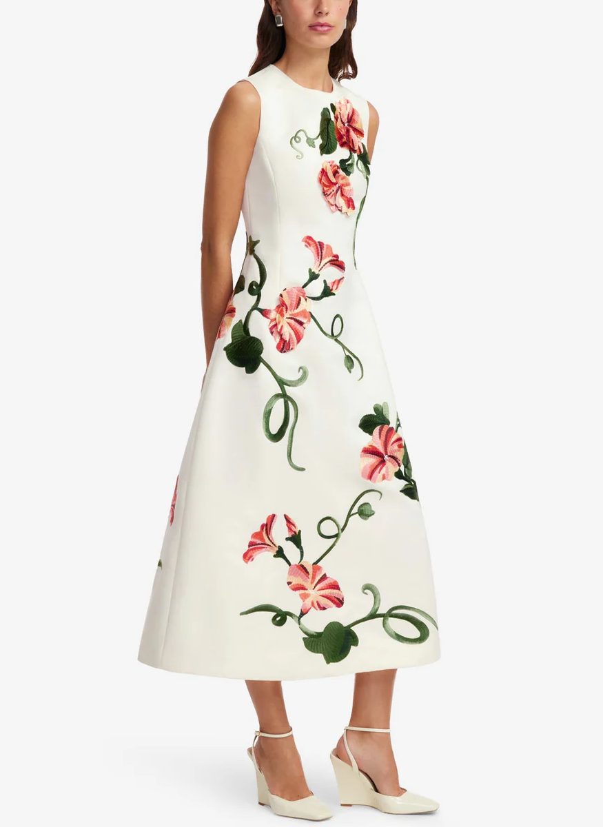 Cleo Appliqué Sleeveless Midi Dress - Leo Lin