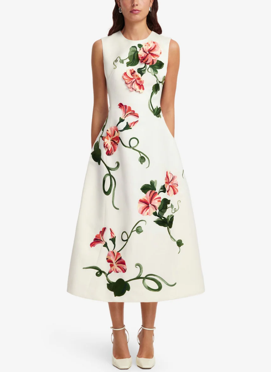 Cleo Appliqué Sleeveless Midi Dress