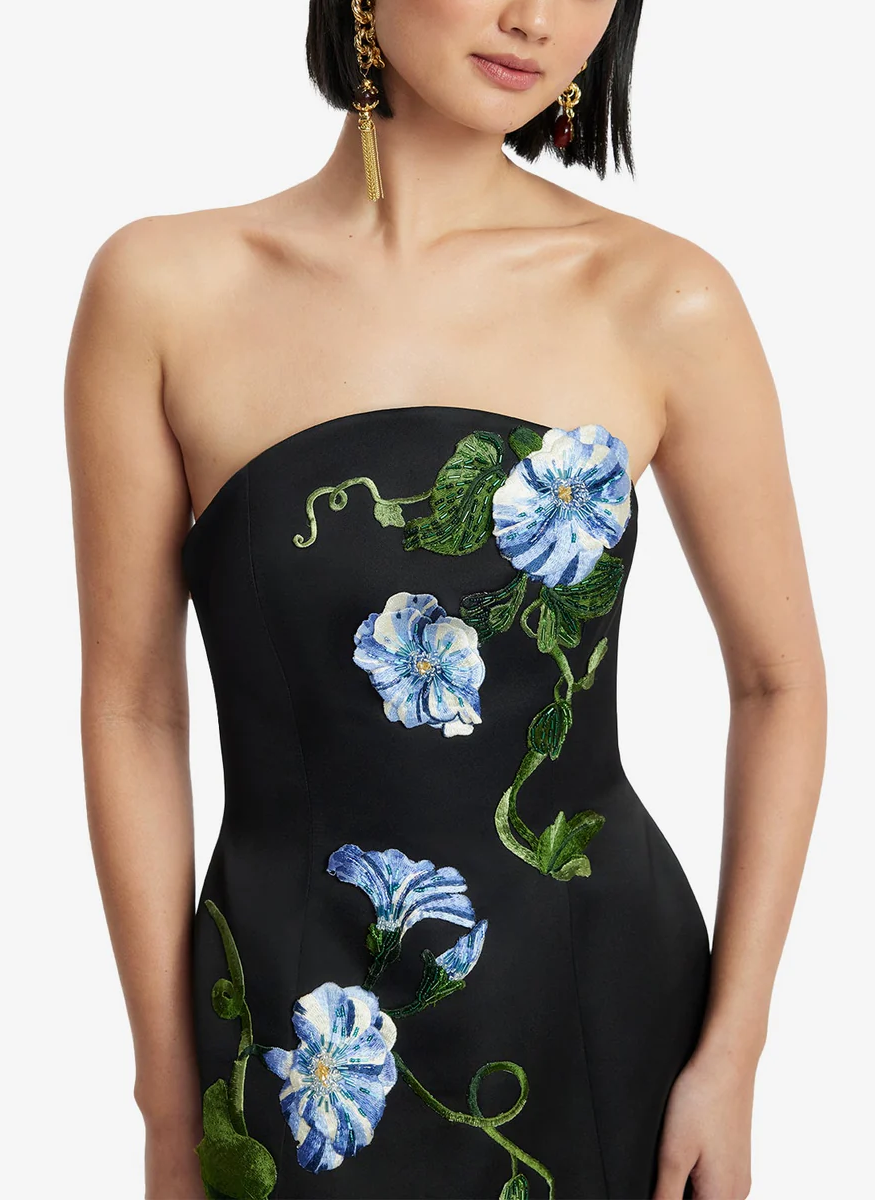 Zaria Appliqué Floral Bustier Mini Dress - Leo Lin