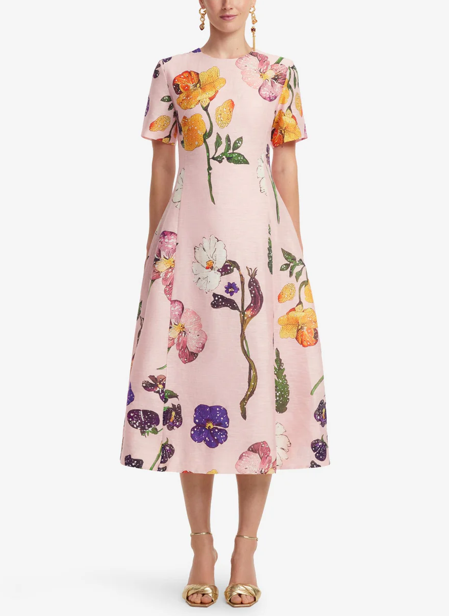 Caroline Short Sleeve Midi Dress - Leo Lin