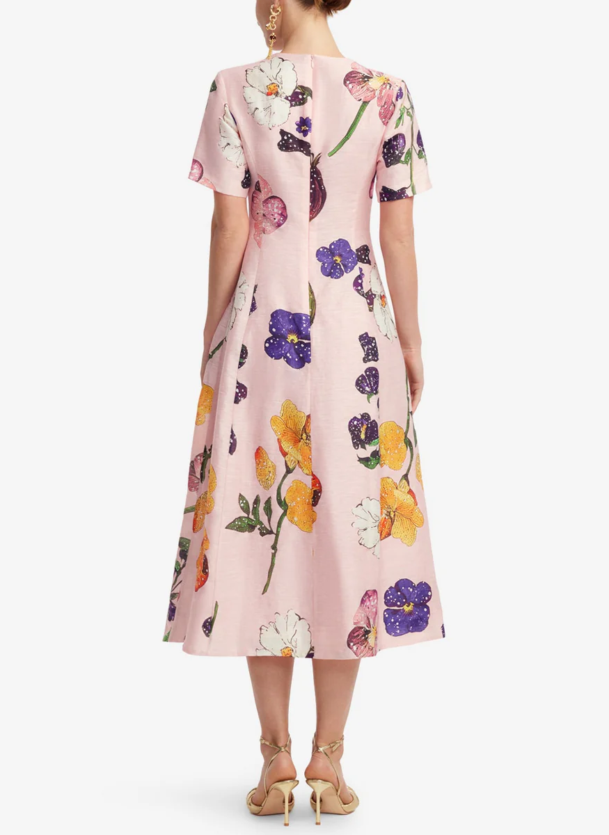 Caroline Short Sleeve Midi Dress - Leo Lin