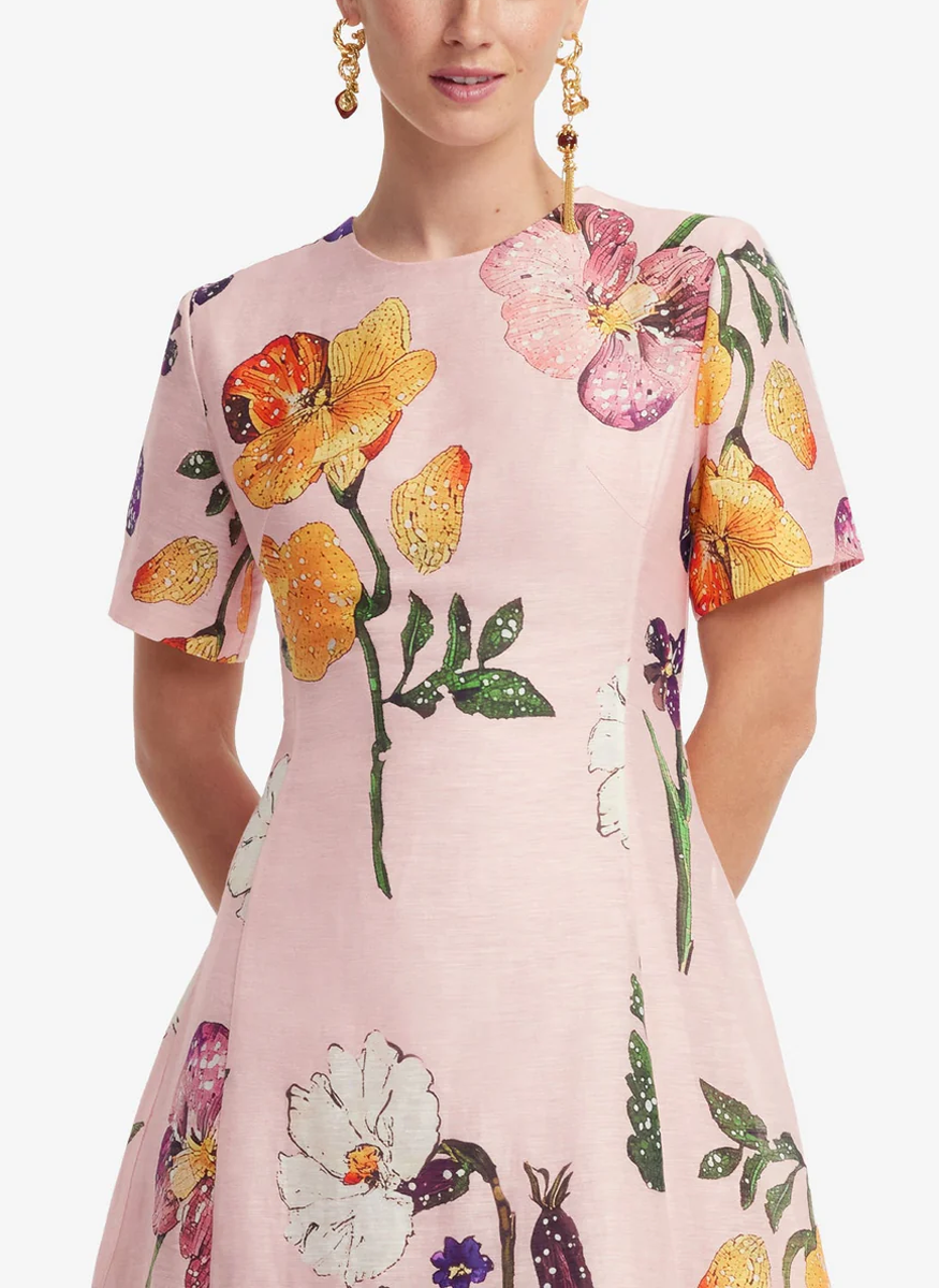 Caroline Short Sleeve Midi Dress - Leo Lin