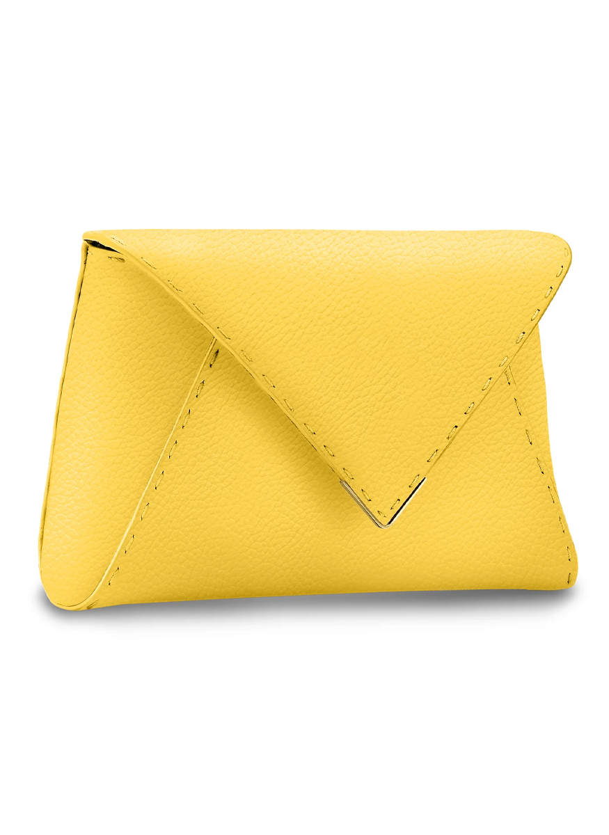 Lee Small Pebbled Leather Clutch in Sunshine