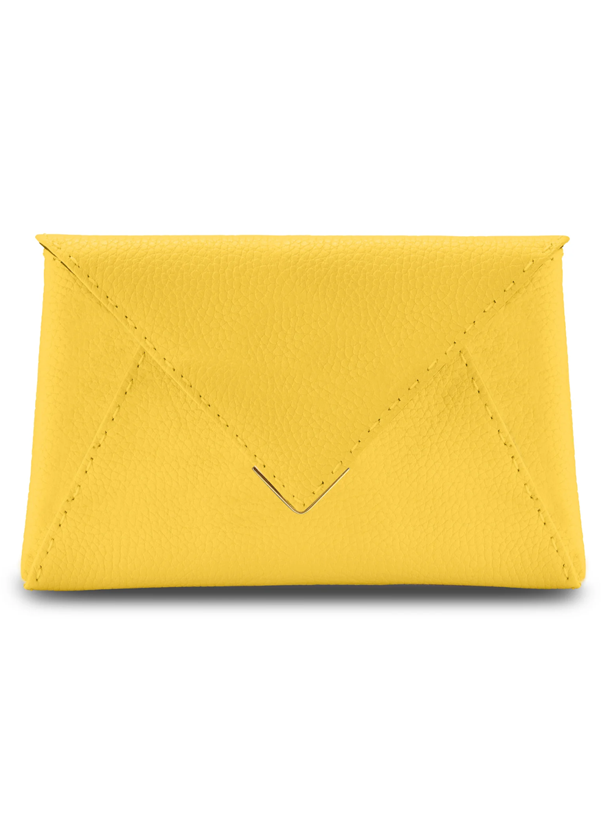 Lee Small Pebbled Leather Clutch in Sunshine