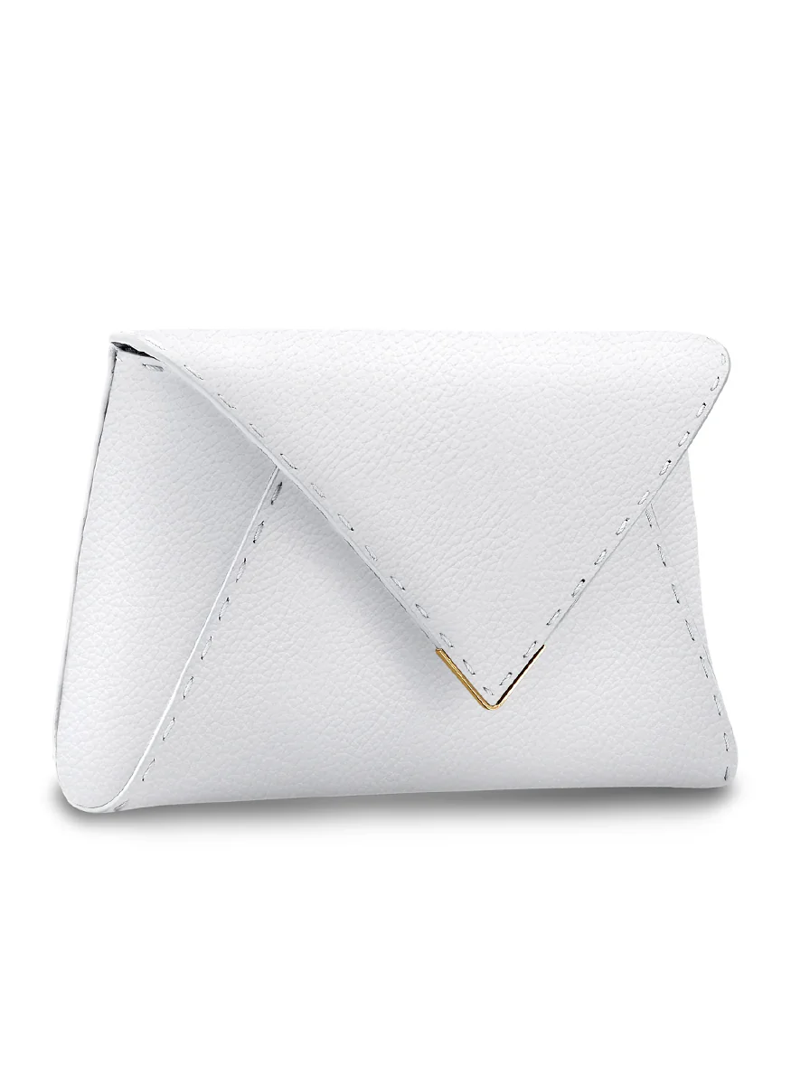 Lee Small Pebbled Leather Clutch in Marshmallow