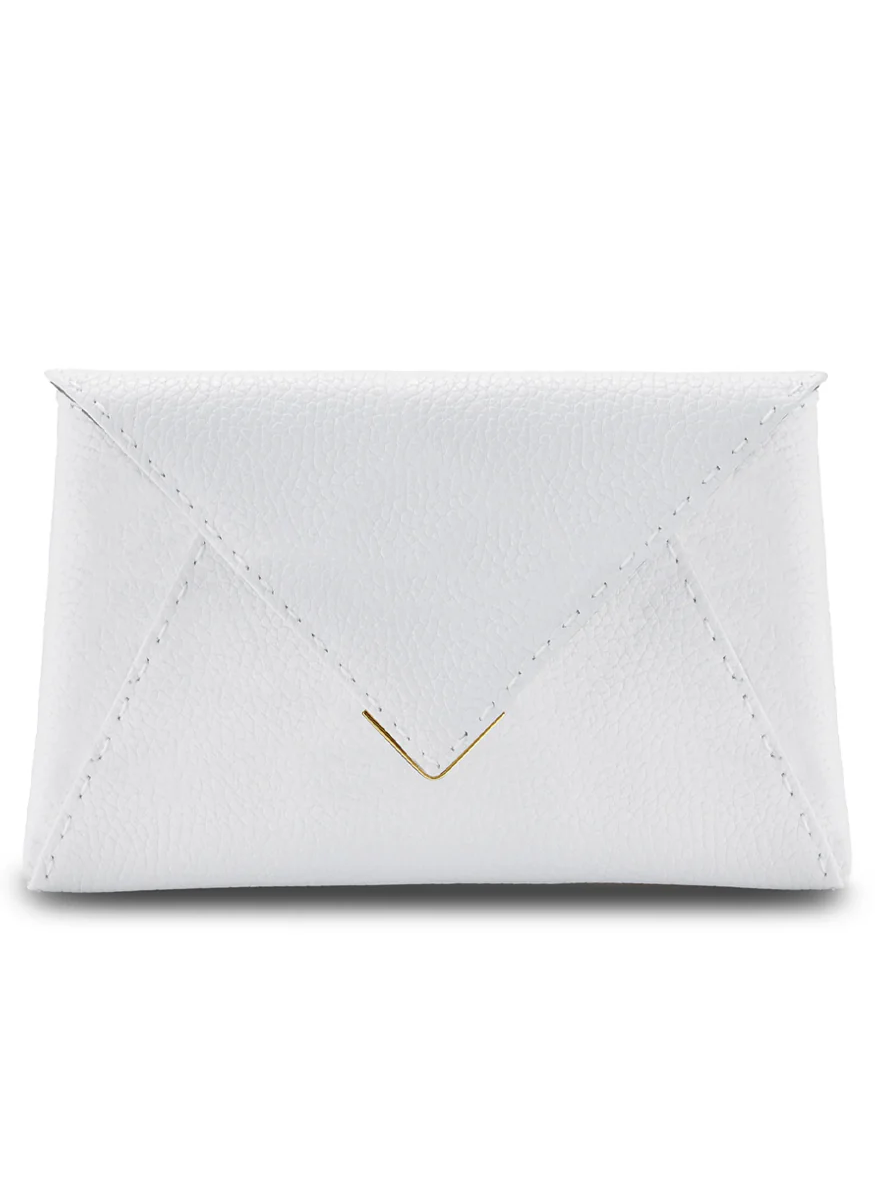 Lee Small Pebbled Leather Clutch in Marshmallow