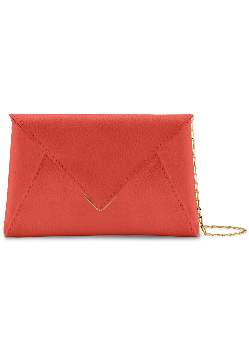 Lee Small Pebbled Leather Clutch in Geranium - Tyler Ellis