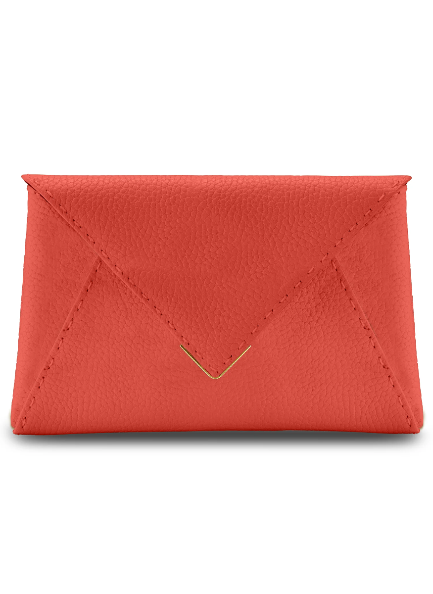 Lee Small Pebbled Leather Clutch in Geranium