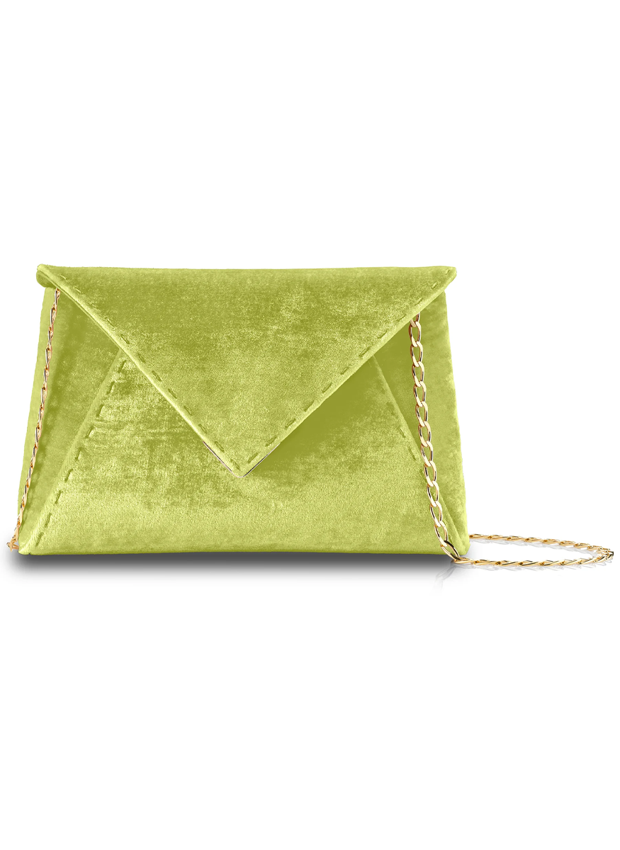 Lee Small Velvet Clutch in Chartreuse - Tyler Ellis