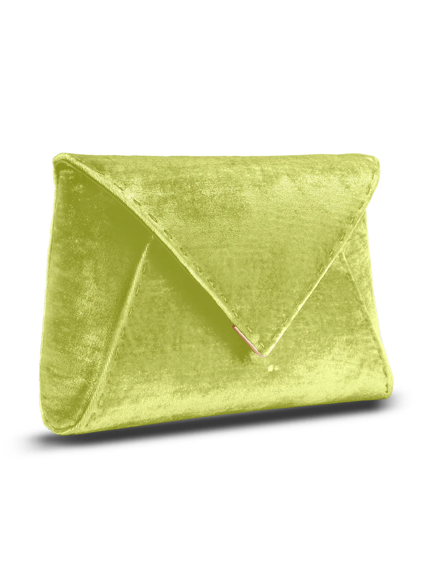 Lee Small Velvet Clutch in Chartreuse