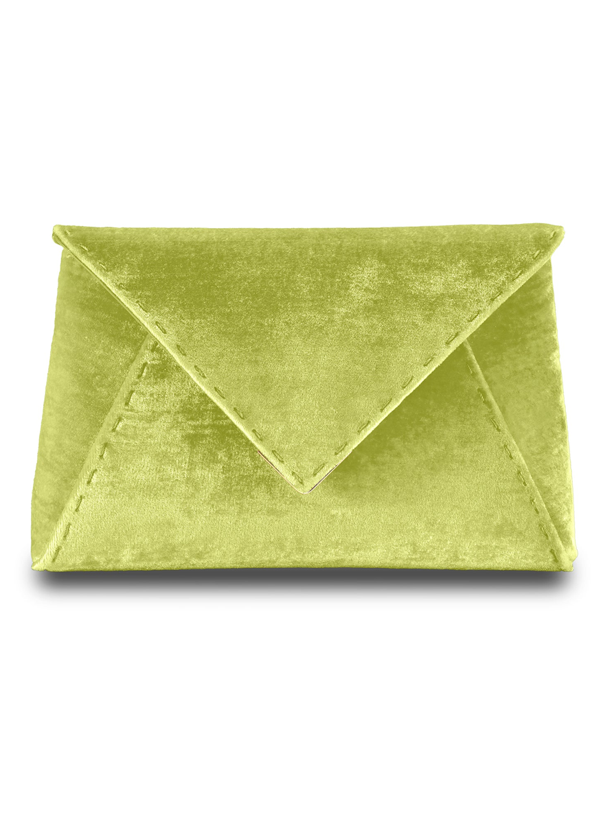 Lee Small Velvet Clutch in Chartreuse