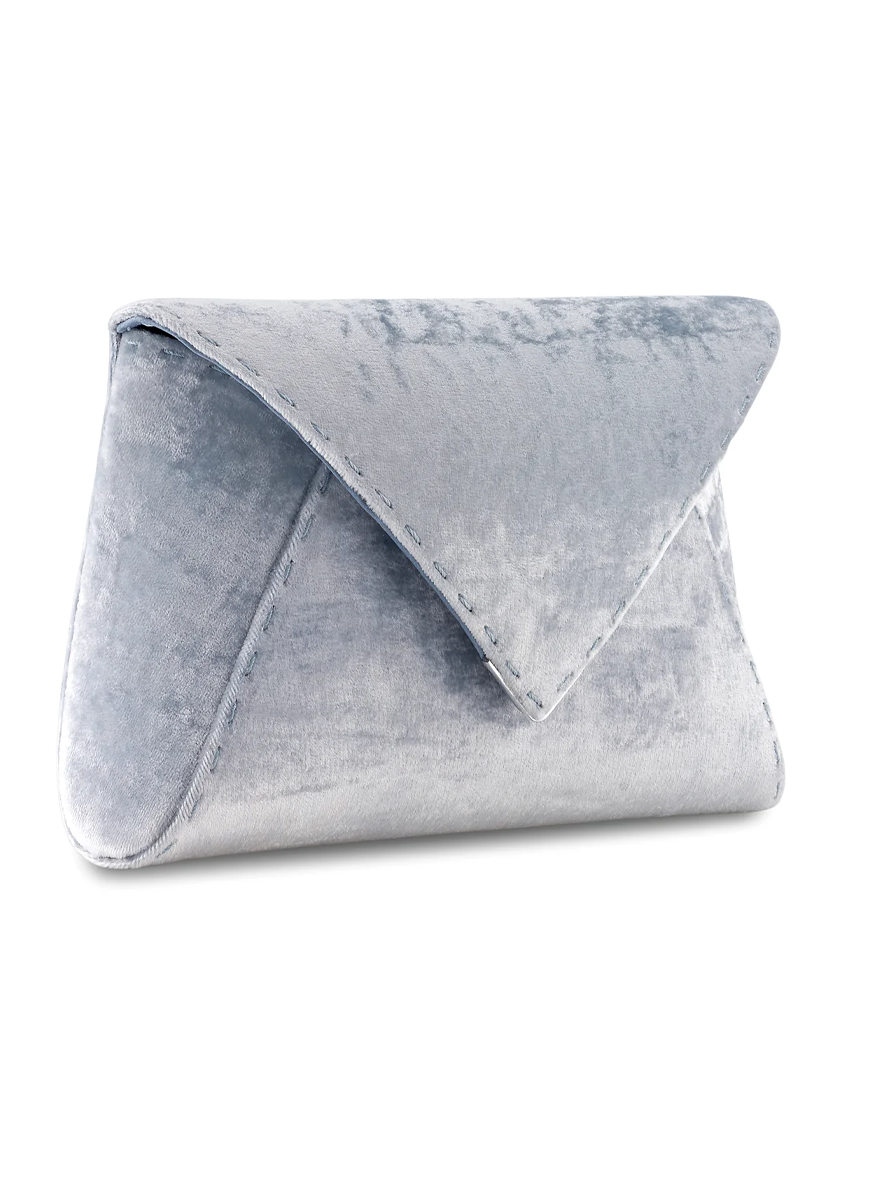 Lee Small Velvet Clutch in Icy Blue