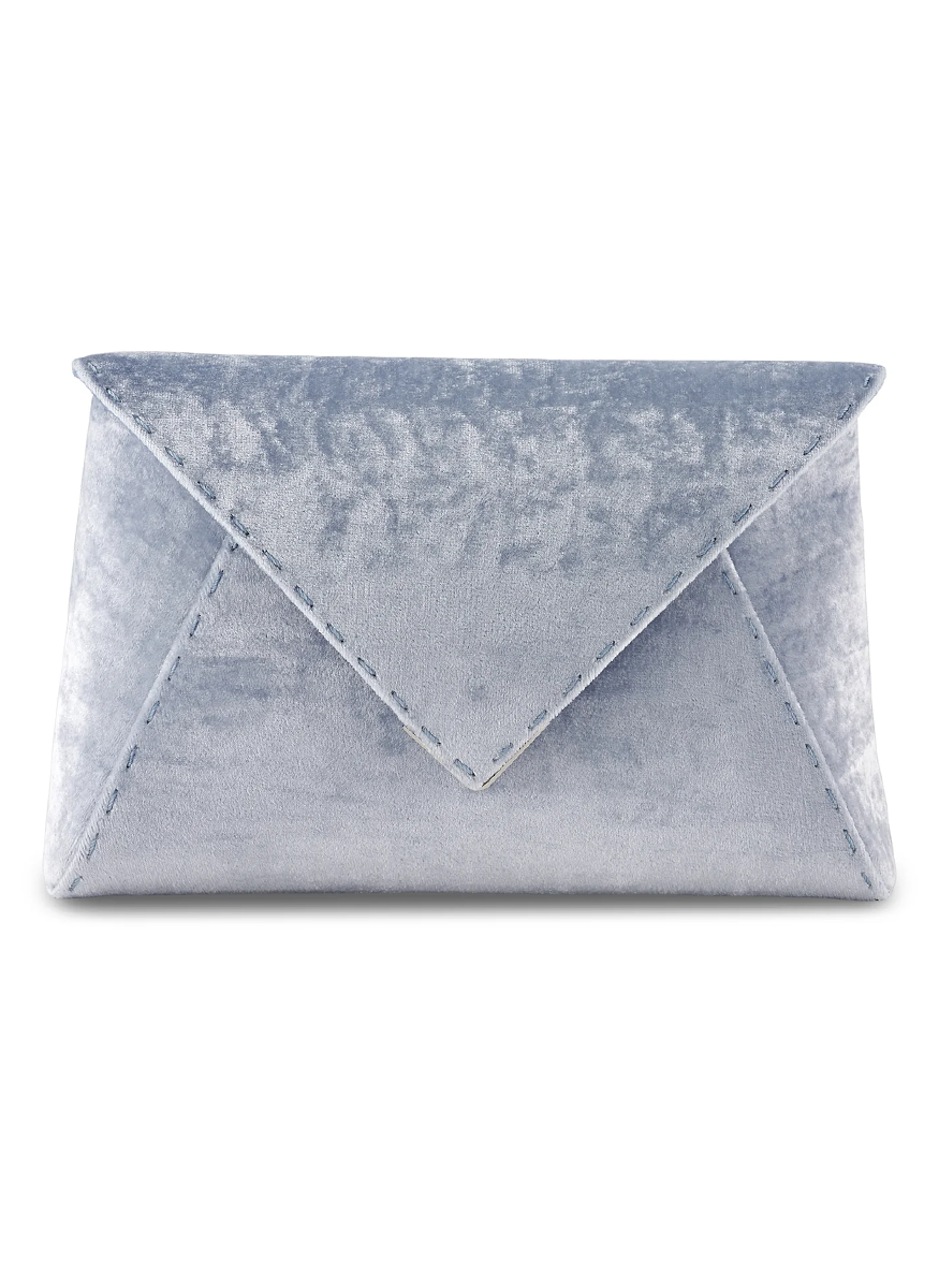 Lee Small Velvet Clutch in Icy Blue