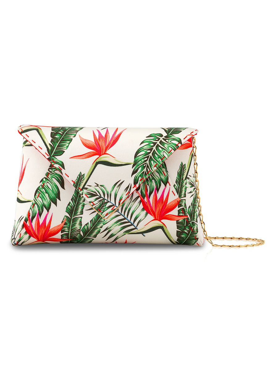 Lee Small Satin Clutch in Birds of Paradise - Tyler Ellis