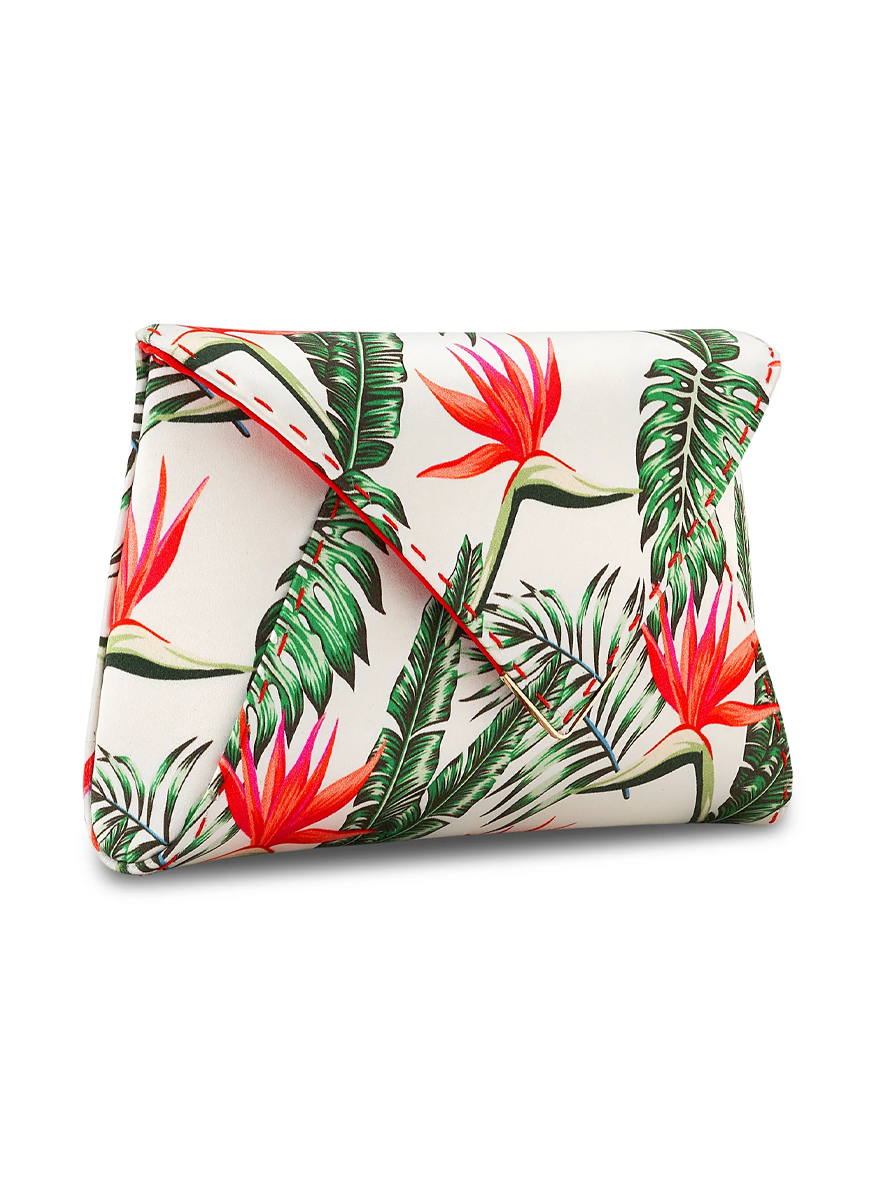 Lee Small Satin Clutch in Birds of Paradise