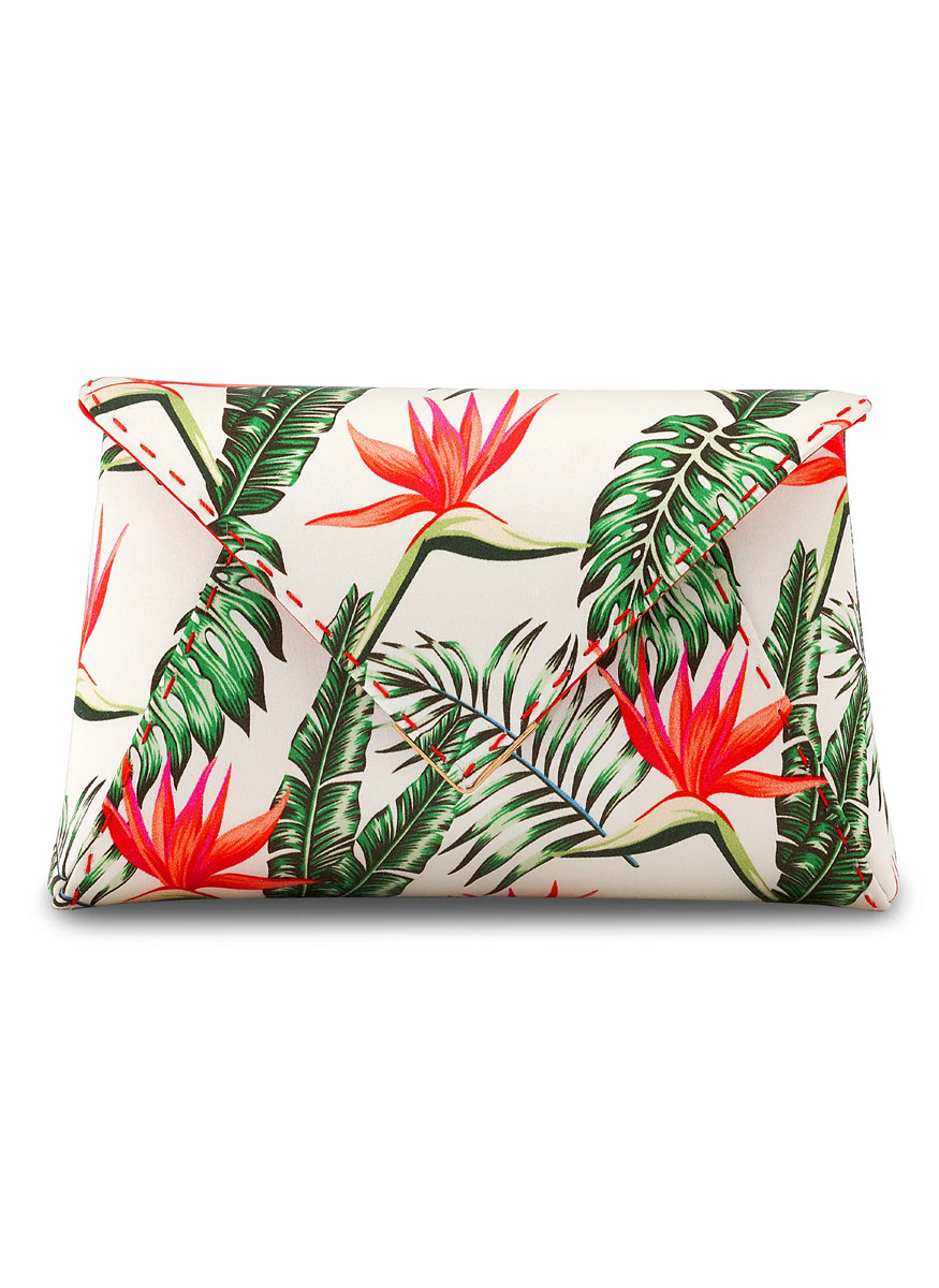 Lee Small Satin Clutch in Birds of Paradise