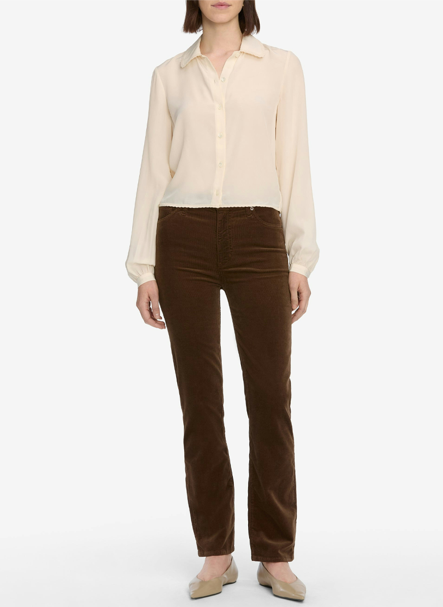 Le Sleek Straight Corduroy in Bitter Chocolate
