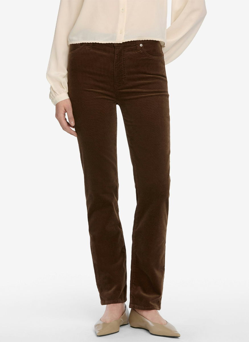 Le Sleek Straight Corduroy in Bitter Chocolate - FRAME