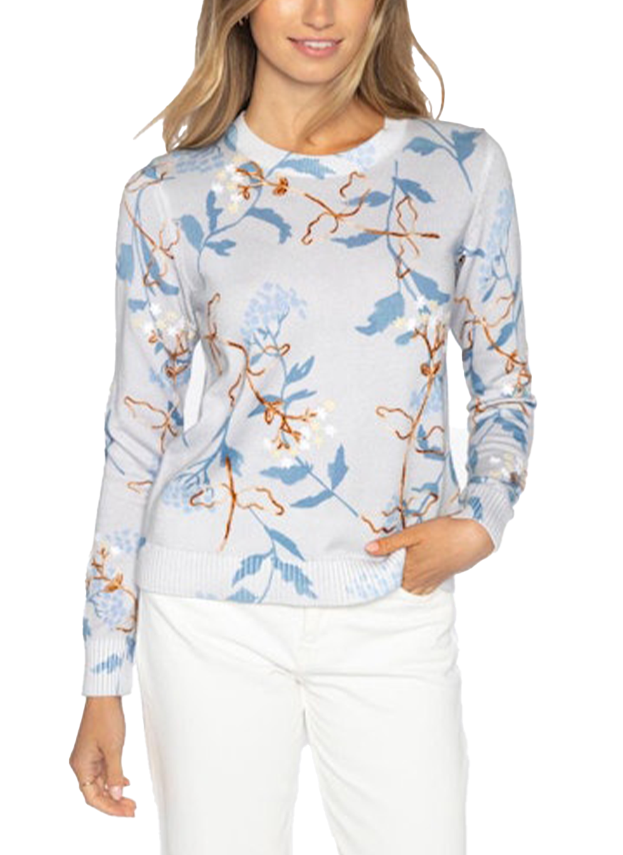 Printed & Embroidered Crewneck Sweater