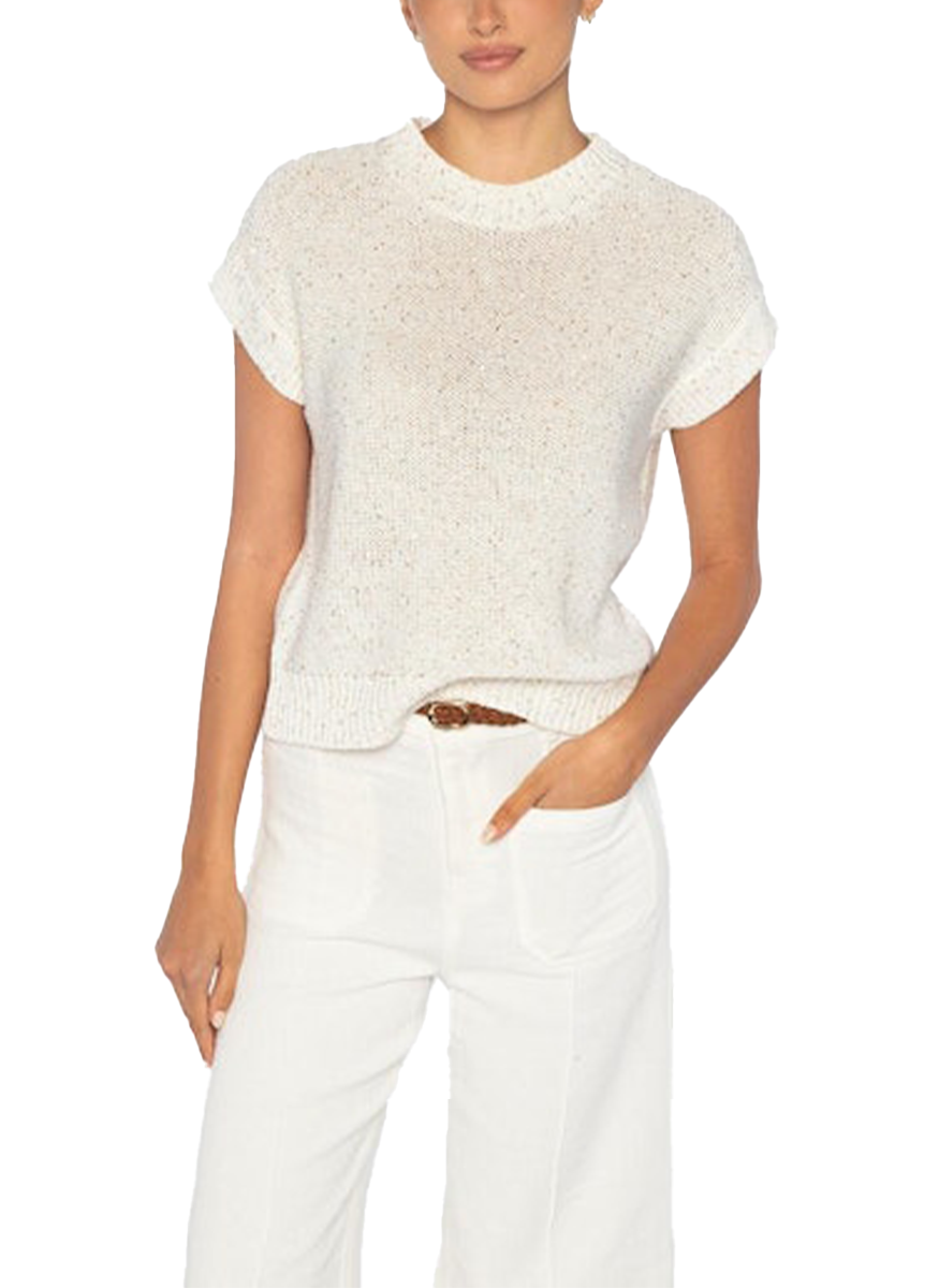 Sequin Cap Sleeve Crewneck