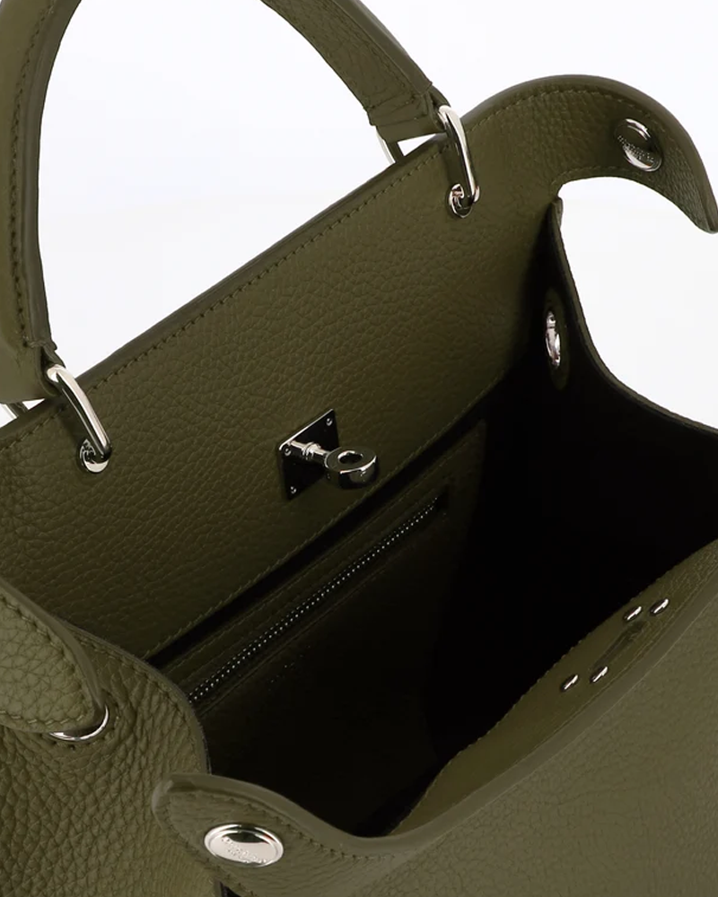 Lutece Leather PM Top Handle Bag in Khaki - Michino Paris