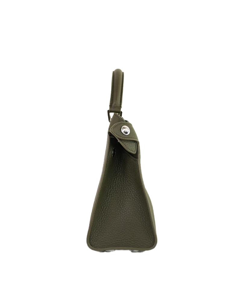 Lutece Leather PM Top Handle Bag in Khaki - Michino Paris